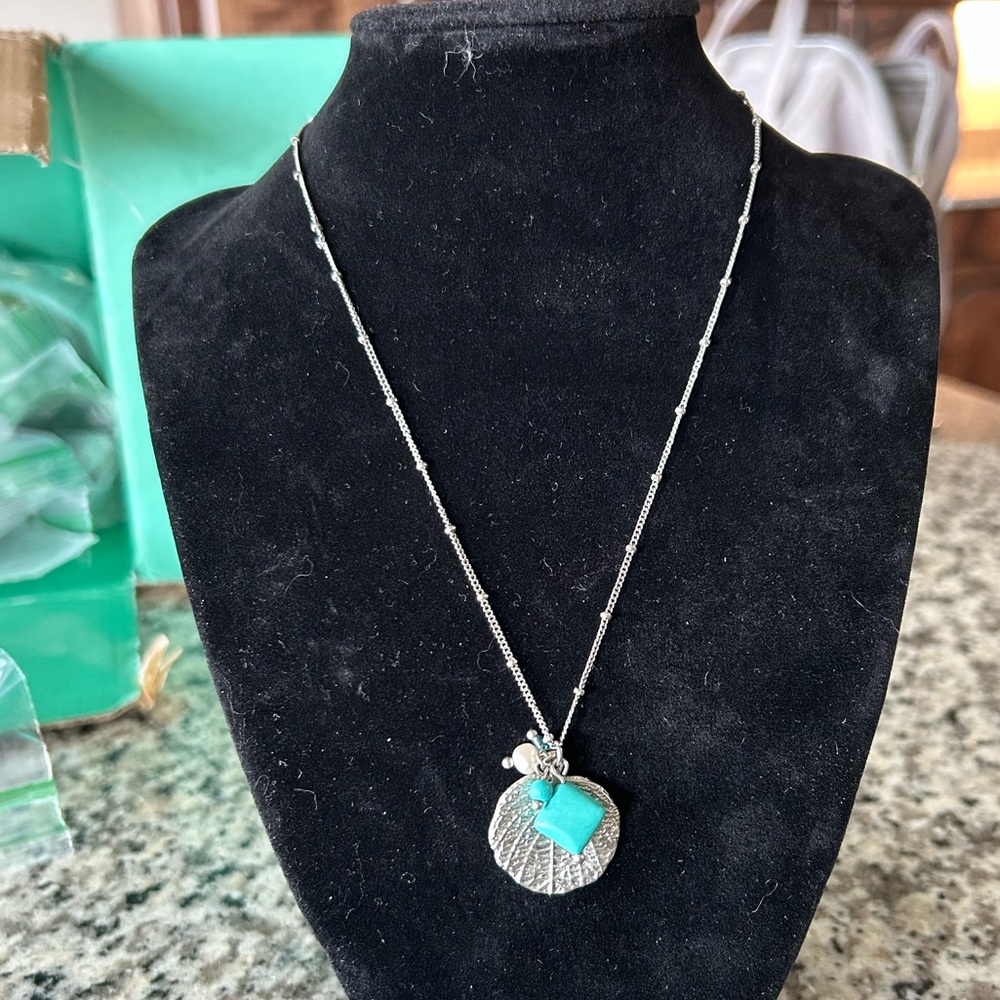 Lia Sophia Silver Necklace with Turquoise Pendant